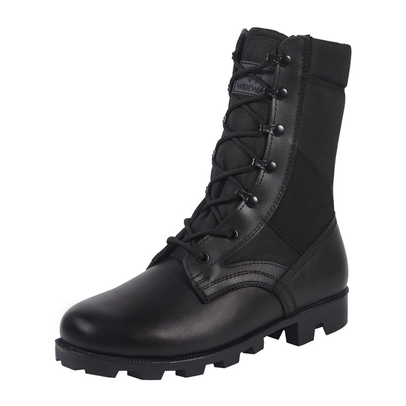 WIDEWAY Men and Women Jungle Boots Black Military Boots Leather Combat Boots Tactical Army Boots Outdoor Hiking Boots - Image 1